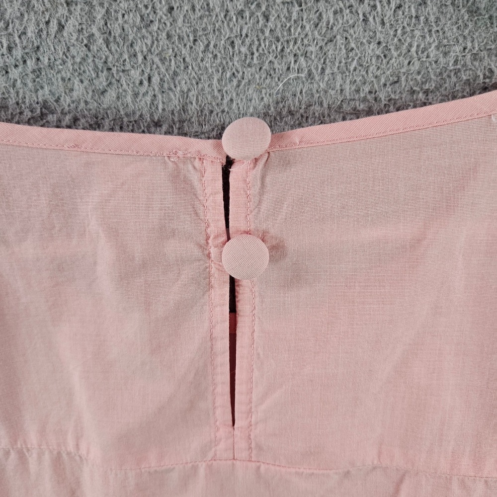 J.Crew Womens Pink Cotton Ruffle Tie Sleeve Blouse Top Medium Keyhole Back - Picture 7 of 10